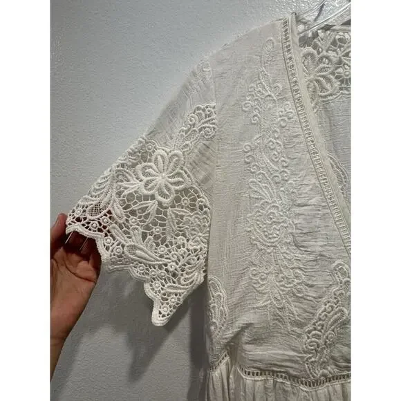 Spell & Gypsy Large Magnolia White Lace Eyelet Embroidered Babydoll Dress READ - Picture 3 of 14